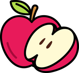 Apple with half cut Style style line colorful