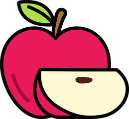 Apple with sliced cut Style style line colorful