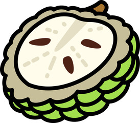 Custard apple half cut Style style line colorful