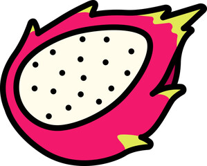 Dragon fruit half cut Style style line colorful