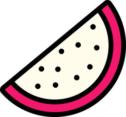 Dragon fruit sliced half cut Style style line colorful