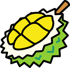 Durian half cut Style style line colorful