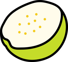 Guava half cut Style style line colorful