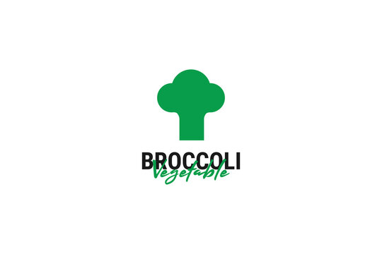 Flat broccoli vegetable logo design vector template illustration