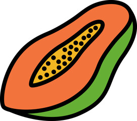 Papaya half cut Style style line colorful