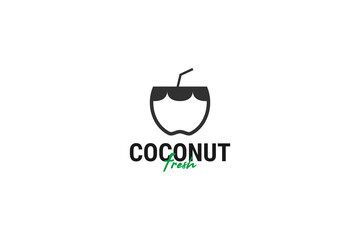 Flat coconut icon logo design vector template illustration