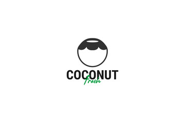 Flat coconut icon logo design vector template illustration