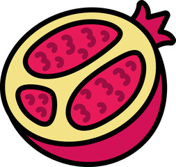 Pomegranate half cut Style style line colorful