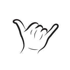 Shaka hand sign vector isolated. Hand gesture. Surfer or hang loose symbol.