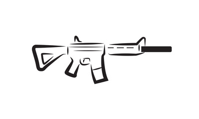 Rifle silhouette vector isolated on white. Deadly weapon. Long range gun icon.