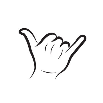 Shaka Hand Sign Vector Isolated. Hand Gesture. Surfer Or Hang Loose Symbol.