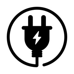 Charging outlet icon. Rounded cable. Vector.