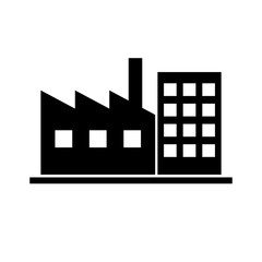 Factory and building silhouette icon. Factory area. Vector.