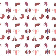 pattern with human bogy inner organs isolated on white - obrazy, fototapety, plakaty