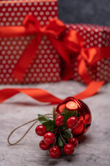 Christmas ball and gifts