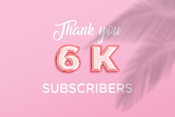 6 K  subscribers celebration greeting banner with Rose gold Design