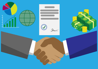 handshake business,Investment cooperation promotes business growth.illustration vector