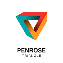 Penrose impossible triangle. Geometric optical illusion which cannot exist in real. Vector logo. Concept of infinity loop.