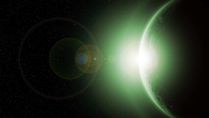Alien planet moon star system sci-fi background wallpaper