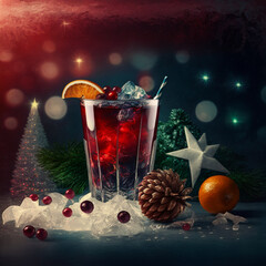 Fototapeta na wymiar Delicious sweet Christmas cocktail/drink, digital art
