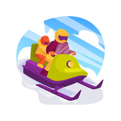 Snowmobile isolated cartoon vector illustration.