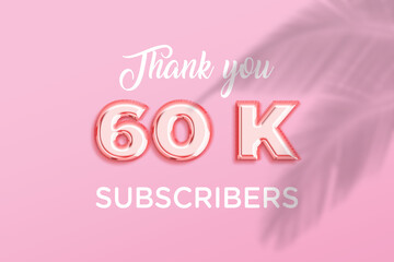 60 K  subscribers celebration greeting banner with Rose gold Design