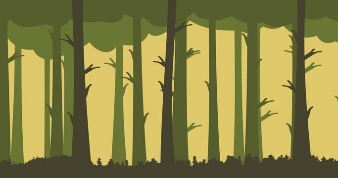 Animated background of trees in a lush forest