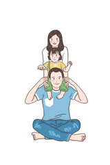 Cute happy family, dad and mom with a kid