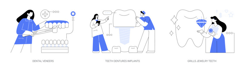 Teeth aesthetics abstract concept vector illustrations.