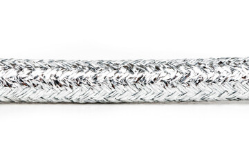Silver cord on white background