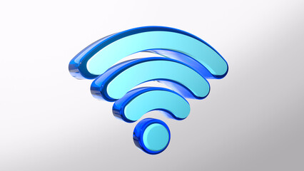 Wifi icon elements effect. Wi-fi connection. Emoticon sign on white background with alpha channel 3d rendering
