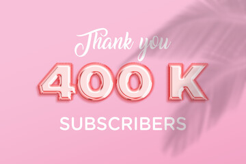 400 K  subscribers celebration greeting banner with Rose gold Design