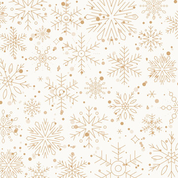 Winter Snowflakes Square Backround In Simple Flat Style 