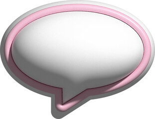 cute 3d pink and white speech bubble, text box, conversation bubble, message box decoration