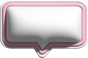 cute 3d pink and white speech bubble, text box, conversation bubble, message box decoration