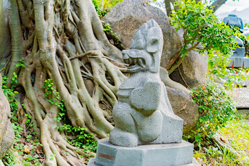 Stone sculpture. Modern Buddhist imitation of antiquity. The Cham towers of Ponagar. Vietnam. Nha...