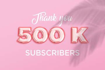 500 K  subscribers celebration greeting banner with Rose gold Design