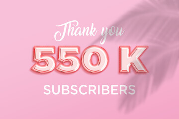550 K  subscribers celebration greeting banner with Rose gold Design