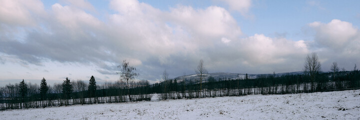 Cultural landscape in snow.