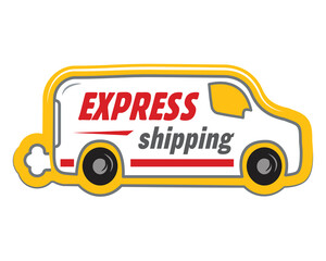 White truck - vehicle with EXPRESS SHIPPING message