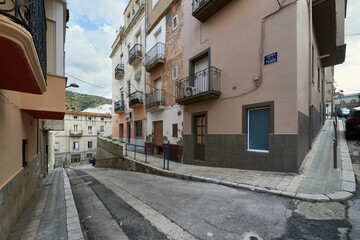 Fototapeta na wymiar View of the street, Carrer de la Pujada, Alto Ampurdan, Portbou