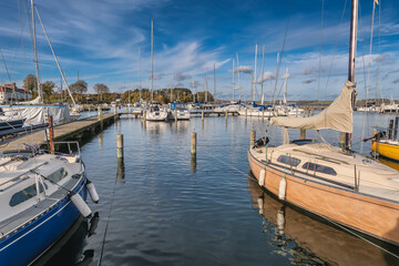 Brejning small harbor marina at Vejle Fjord, Denmark