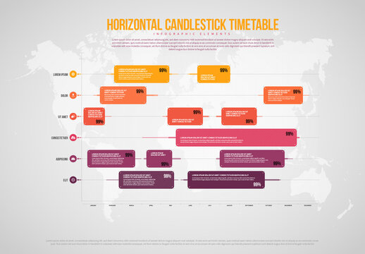 Horizontal Candlestick Timetable Infographic