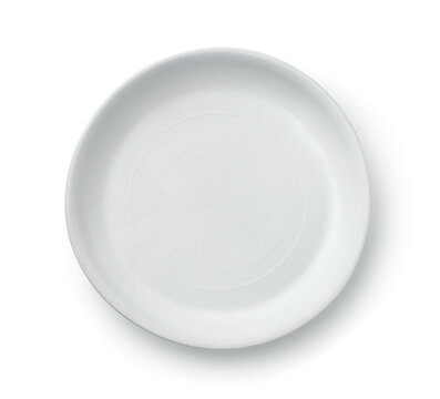 Top view of empty round white ceramic plate