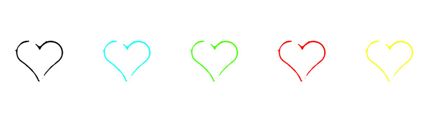 5x handgemaltes Herz in bunten Farben