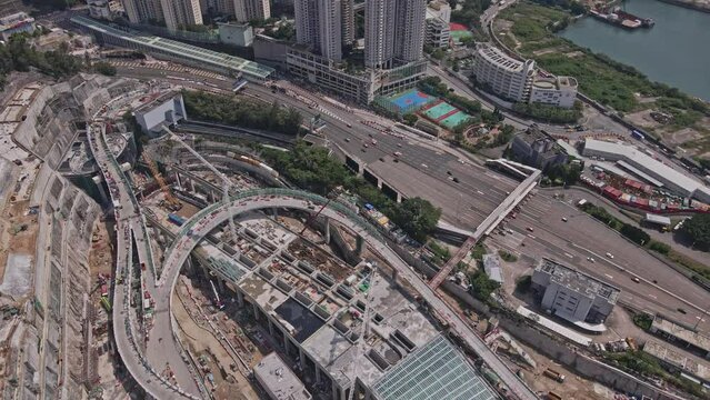 Aerial View of Eastern Harbour Crossing and Tseung Kwan O - Lam Tin Tunnel Construction
