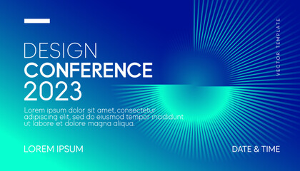 Abstract modern business conference design template with creative round lines. Minimal flyer layout. Vector, 2023-2024