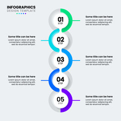 Infographic template. Vertical timeline with 5 circles and numbers