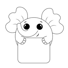 Cute Elephant with poster without text in black and white for congratulation
