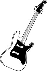 Guitar, musical instrument. Isolated design element.